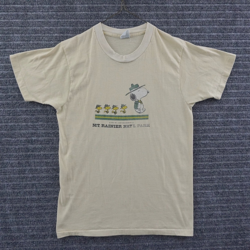 Vintage 70s Peanuts Snoopy Mt Rainier National Park T Shirt Paper Thin Small
